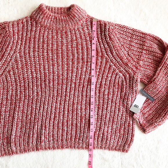 bp | Red Marled Puff Sleeve Cropped Sweater *NWT* - Picture 7 of 8